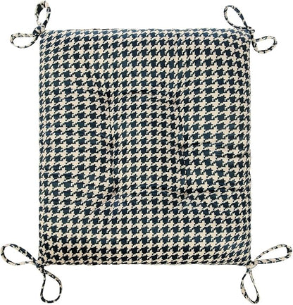 Outdoor Patio Cushion, Rocking Chair Cushion, Tufted Pads, Set of Upper and Lower with Ties Pack of 2 (2 Sets) - Back 20"×17", Seat 17"×17" (Blue Houndstooth)
