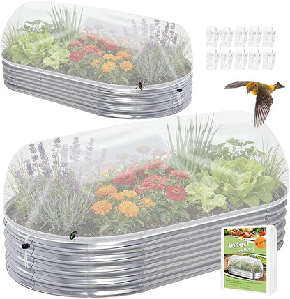 2 Pack Garden Netting for 8x4x1ft Raised Beds, Ultra-Fine Mesh Plant Covers with Drawstring&10 Clips, Bird, Pest & Small Animal Barrier for Protecting Vegetables, Fruits & Flowers