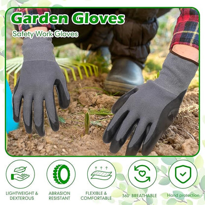 Jexine 50 Pairs Gardening Work Gloves Bulk for Men Women Breathable Rubber Coated Garden Dipped Gripping Outdoor Working Gloves for Construction, Gray