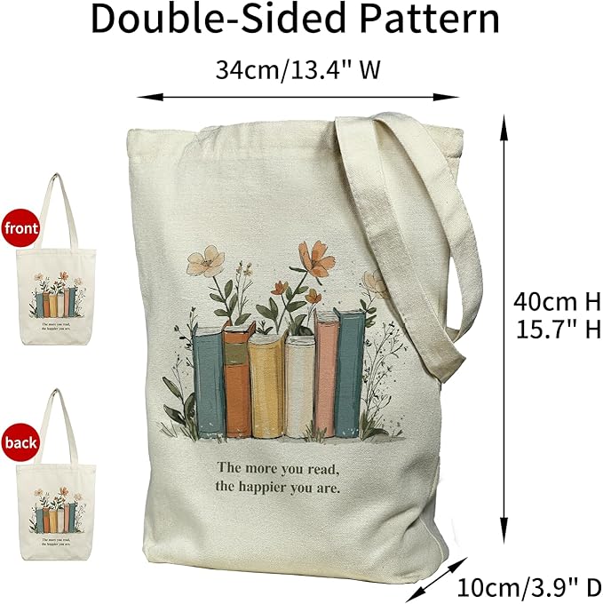 itgowisa Canvas Tote Bag for Women, Tote Bag with Zipper Inner Pocket, Zippered Canvas Bag for Shopping Work Grocery Everyday