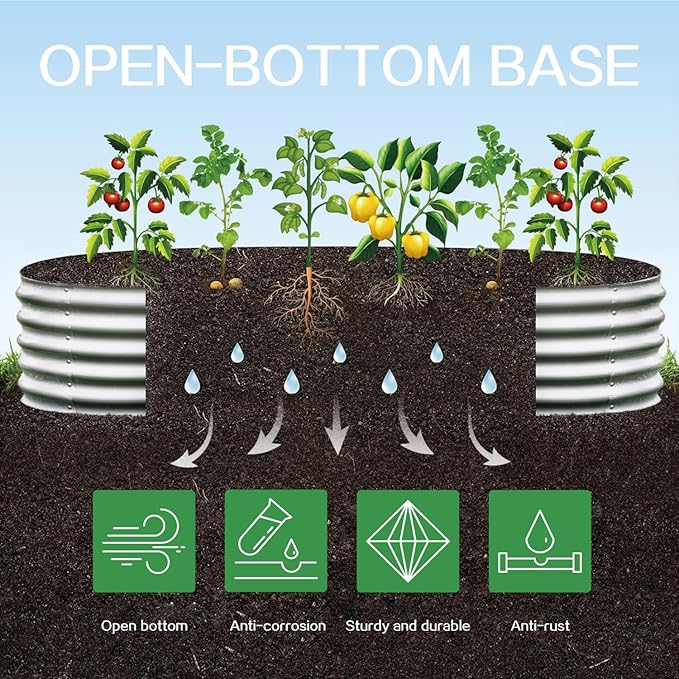 Gardmax Galvanized Raised Garden Bed, Lightweight Planter Boxes Outdoor with Easy Assembly, Large Garden Bed for Vegetables, Fruits, Flower Silver 8x2x1.5 FT