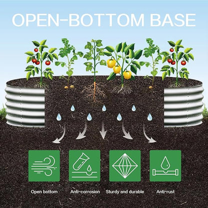 Gardmax Galvanized Raised Garden Bed, Lightweight Planter Boxes Outdoor with Easy Assembly, Large Garden Bed for Vegetables, Fruits, Flower Silver 8x2x1.5 FT