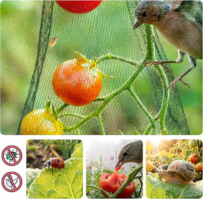U0U Garden Mesh Netting Kit,7.8 x 24 Ft Ultra Fine Mesh Netting with Garden Hoops,Garden Netting Set for Raised Beds,Bird Netting Protection for Vegetable Plants Birds Animals Protection (Black)