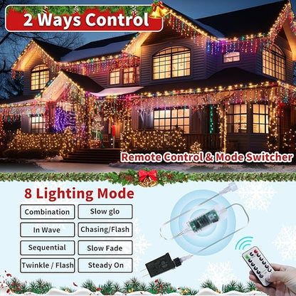 Icicle Christmas Lights Waterproof - Multi Color 65Ft 506 LED Icicle Lights for Outside Decorations with Remote, Plug-in Icicle String Lights Color Changing for Outdoor Indoor Holiday Wedding Decor