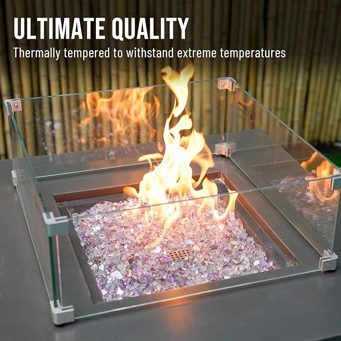 Skyflame 10-Pound Fire Glass for Fireplace Fire Pit and Landscaping, 1/4-Inch Rose Gold Reflective