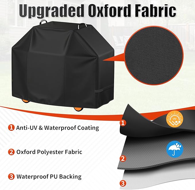 i COVER Grill Cover, 70 inch BBQ Grill Cover for Outdoor Grill, Waterproof BBQ Cover, Fade Resistant Large Barbecue Gas Grill Covers for Weber, Charbroil, Brinkmann, Nexgrill and More
