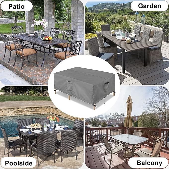 OutdoorLines Outdoor Waterproof Patio Table Furniture Set Covers - Square Couch Sectional Cover Outside Weatherproof Patio Furniture Covering for Deck, Lawn and Backyard 94" L x 94" W x 28" H, Grey