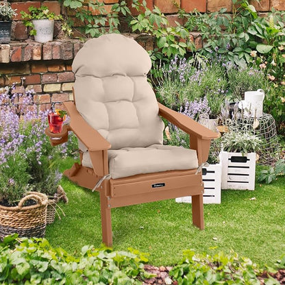 FUNBERRY Adirondack Chair Cushion, Thicken Comfy Cushions for Rocker Non Slip Fade Shield Waterproof High Back with Ties