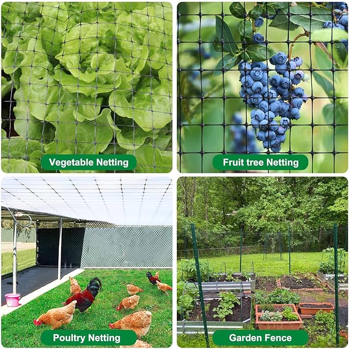 Mklsit Deer Netting Fence, 8ft x 100ft Bird Netting Heavy Duty Garden Netting for Garden Protection Fruit Trees Vegetable Plants Against Birds, Deer and Other Animals