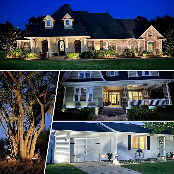 AUDERWIN Solar spotlights Outdoor 63 LED 3 Lighting Modes, IP65 Waterproof Lighten Yard Garden House Garage Pathway for Christmas Decorations-2 Pack