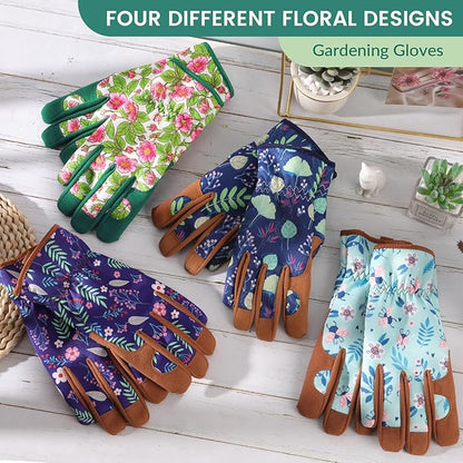 Pleneal Gardening Gloves for Women - Leather Garden Gloves Thorn Proof, Outdoor Protective Working Gloves