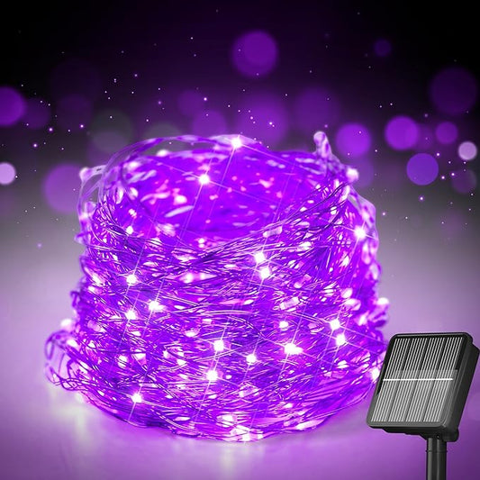 Selarlyt Solar String Lights for Outside, 72Ft 200 LED Solar Fairy Lights with 8 Modes, Solar Powered Fairy Lights Waterproof for Waterproof for Christmas Tree Garden Party Wedding Decor.（Purple）