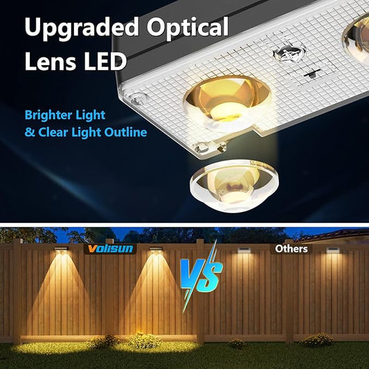 VOLISUN Solar Fence Lights Outdoor 12 Pack, 10 Colors ＆ Color Changing Fence Lights Solar Powered, Fast Charging, IP65 Waterproof LED Solar Lights for Fence, Backyard, Garden, Railing, Deck, Patio