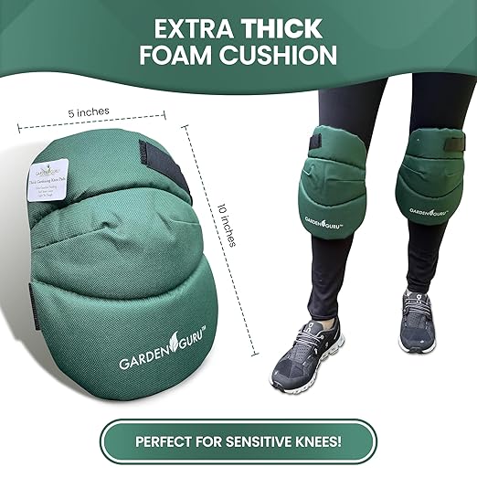 Garden Guru Cushioned Gardening Knee Pads with Adjustable Straps - Soft Inner Liner, Ultra Comfort Padding, Garden Kneelers for Yard Work, Cleaning, Household Chores, Roofing, and More (2 Pack)