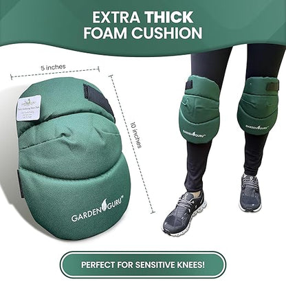Garden Guru Cushioned Gardening Knee Pads with Adjustable Straps - Soft Inner Liner, Ultra Comfort Padding, Garden Kneelers for Yard Work, Cleaning, Household Chores, Roofing, and More (2 Pack)