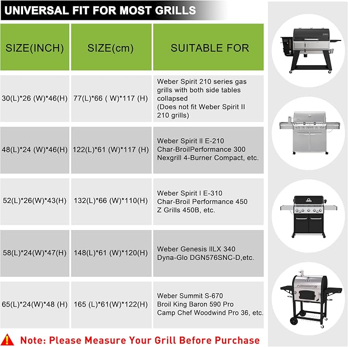 Grill Cover for Outdoor Grill, 52 Inch BBQ Grill Cover 420D Heavy Duty Waterproof with Air Vents/Handles/Straps, Weather Resistant Barbecue Gas Grill Cover for Weber, Genesis, Charbroil, etc