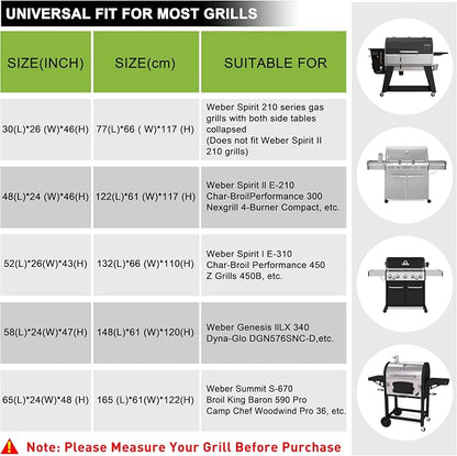 Grill Cover for Outdoor Grill, 52 Inch BBQ Grill Cover 420D Heavy Duty Waterproof with Air Vents/Handles/Straps, Weather Resistant Barbecue Gas Grill Cover for Weber, Genesis, Charbroil, etc