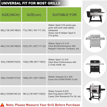 Grill Cover for Outdoor Grill, 48 Inch BBQ Grill Cover 420D Heavy Duty Waterproof with Air Vents/Handles/Straps, Weather Resistant Barbecue Gas Grill Cover for Weber, Genesis, Charbroil, etc