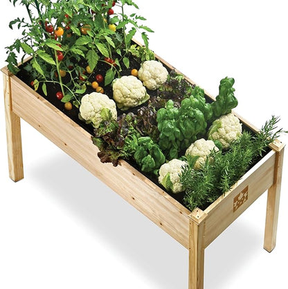 Maple99 Raised Garden Bed with Legs 48x24x30 - Natural Cedar Wood Elevated Planter Box with Bed Liner for Flowers, Veggies, Herbs - 200lb Capacity