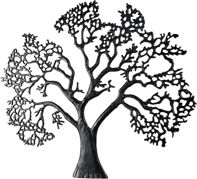 Deco 79 Aluminum Metal Tree Home Wall Decor Large Textured Wall Sculpture, Wall Art 50" x 1" x 41", Black
