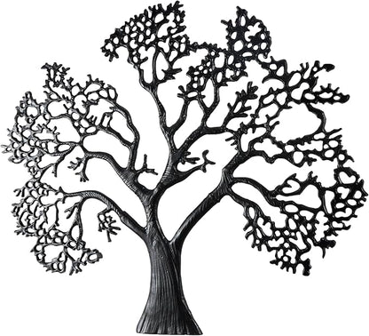 Deco 79 Aluminum Metal Tree Home Wall Decor Large Textured Wall Sculpture, Wall Art 50" x 1" x 41", Black