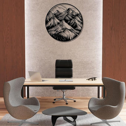 Metal Wall Decor | 27'' x 27'' x 0.05'' Mountains Themed Metal Wall Art | Handmade Indoor and Outdoor Wall Decorations
