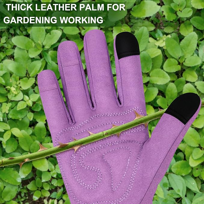 Long Gardening Gloves for Women Thorn Proof Leather Garden Gloves Breathable Working Gloves for Women Yard Outdoor