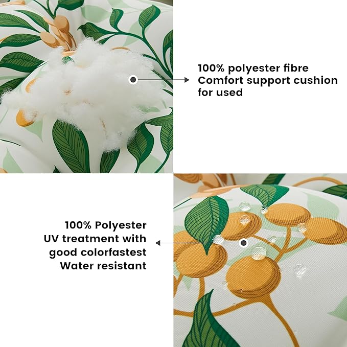 ARTPLAN Seat/Back Outdoor Chair Cushion,Set of 4 Patio Chair Cushion with Tie,Tufted Replacement for Patio Furniture,40x20x4 Inches,4 Count,Floral