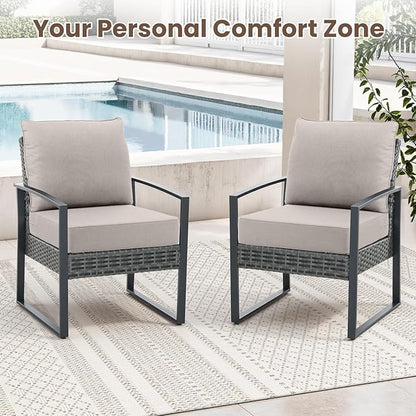 Outdoor Chair Cushions, 6 Inch Thick Patio Seat & Back Cushions Set with Removable Cover, Waterproof Patio Cushions for Outdoor Furniture, 22 x 24 Inch, Beige 2-Set