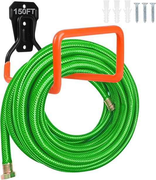 PeoMev Garden Hose Holder Wall Mount Heavy Duty Garden Hose Hanger Free Standing Metal Hose Rack for Outside Yard and Garage