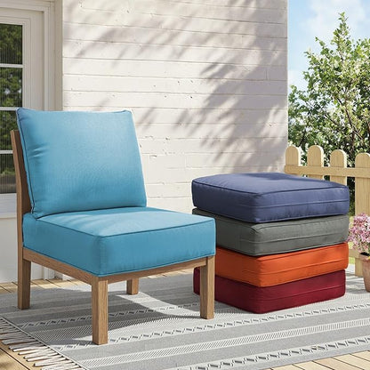 Outdoor Cushion Set for Furniture Patio Furniture, UV Resistant, Water Resistant - 6 Inch Thick Foam Garden Cushions– 24x24 Inch Patio Seat Covers for Chair/Sofa/Couch | Light Blue | 3-Pack |