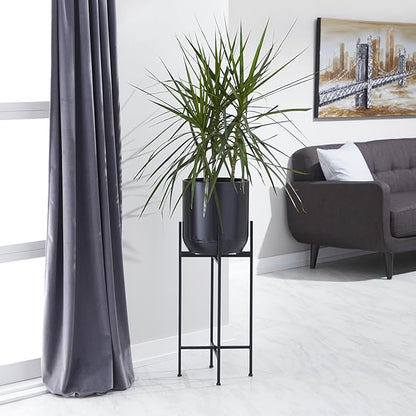Deco 79 Metal Indoor Outdoor Planter Tall Large Planter Pot with Removable Stand, Planter 12" x 12" x 36", Black