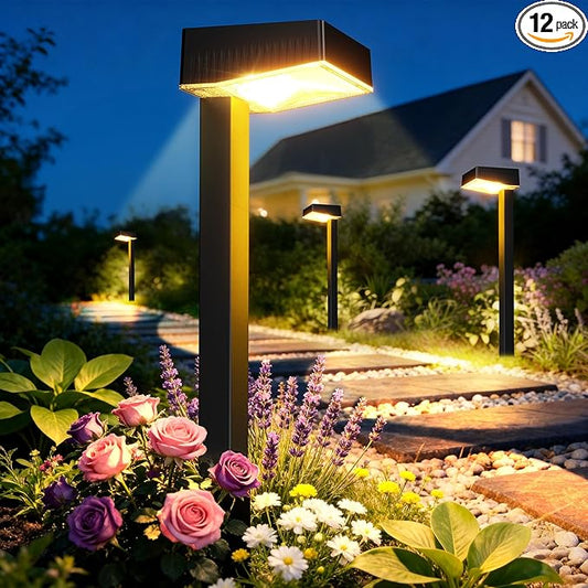 ELECLINK Solar Pathway Lights Outdoor, 12 Pack Garden Lights Solar Powered Path Lights with Bigger LED Lens, 2 Light Modes Waterproof Outdoor Solar Light for Yard Driveway Walkway Landscape Patio Lawn