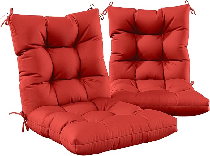 Patio Seat&Back Chair Cushions for Outdoor Furniture，Comfortable Cushions for Rocking/Dining/Lawn Chair-Set of 2