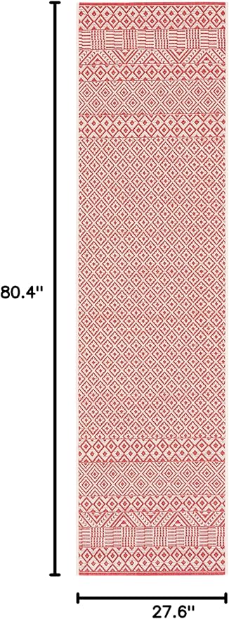 SAFAVIEH Washable Rug Outdoor Courtyard Collection - 2'3" x 6'7" Runner, Beige & Red, Non-Shedding & Easy Cleaning, Ideal for Patio, Entryway, Mudroom, Hallway, Kitchen (CY6235-23812)