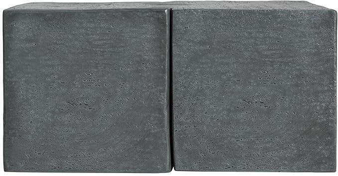 Christopher Knight Home Loire MGO Outdoor Side Table Set of 2, Concrete Indoor/Outdoor Nesting Coffee Table, Multi-Purpose Patio End Table, No Assembly, Stone Gray