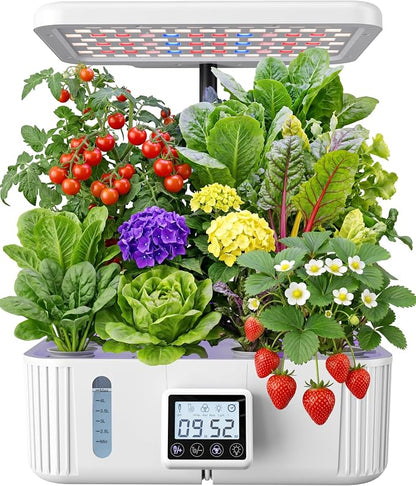 HBN Indoor Garden Hydroponics Growing System, 12 Pods Plant Germination Kit with LED Grow Light, LCD Touch Panel Quiet Automatic Hydroponic Height Adjustable - Grower Harvest Vegetable Lettuce