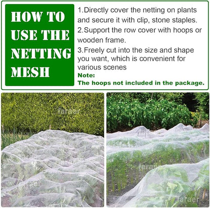 Garden Pest Barrier Netting, Insect Barrier Thickened Mesh Net Plant Covers 10x10Ft Ultra Fine Protection Netting for Vegetable Fruits Crops Row Cover Strawberry Raised Bed Bugs Out Screen Net