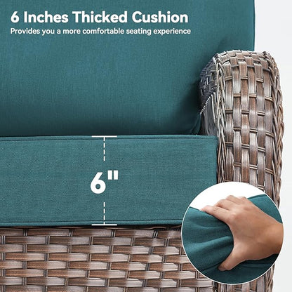 Luxury 6" Outdoor Cushions for Patio Furniture, 24x24x6" Thick Seat Cushion Set of 8, Fade Resistant Couch Chair Replacement Cushions High Density Deep Wicker Chair Cushion w/ Removable Cover, Green