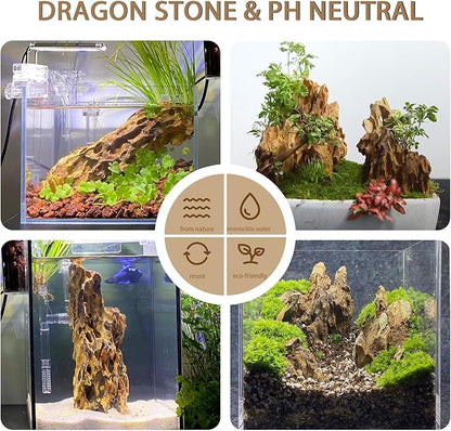Dragon Rocks Aquarium Rock aquascaping Natural Stone Rocks Fish Tank Decor Rocks for Aquariums Landscaping Model Tank Decoration Aquarium Miniature -20lb (2-8 inch)