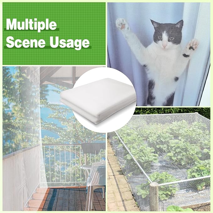 ANPHSIN Stronger Garden Mesh Netting - 10 x 12 ft PP Nanocomposite Bird Net Barrier, Mosquito Netting Screen for Outdoor Plants Vegetables Patios Balconies Terraces, Shading Rate 20% (White)