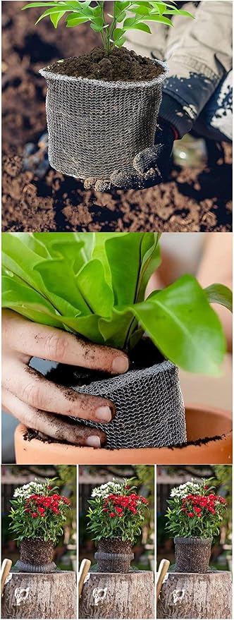 8 Pcs 20 * 18in Pot Drainage Root Protection Mesh Bag, Plant Flower Pot Anti-Leak Soil Net Cover with Gardening Gloves Indoor Outdoor Potted Plant Supplies