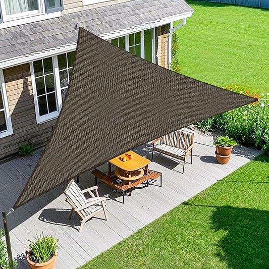 Amagenix Sun Shade Sail 12'X16'X20' Curved Edge Outdoor Shade Canopy Mocha Breathable 95% UV Block Shade Cloth for Patio Garden Backyard (We Make Custom Size)