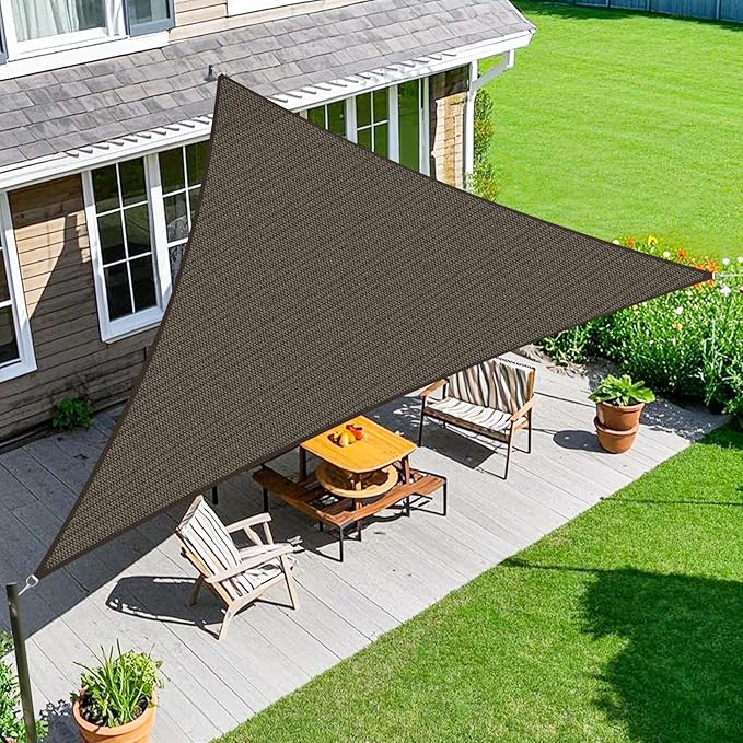 Amagenix Sun Shade Sail 10'X12'X15.6' Curved Edge Outdoor Shade Canopy Mocha Breathable 95% UV Block Shade Cloth for Patio Garden Backyard (We Make Custom Size)