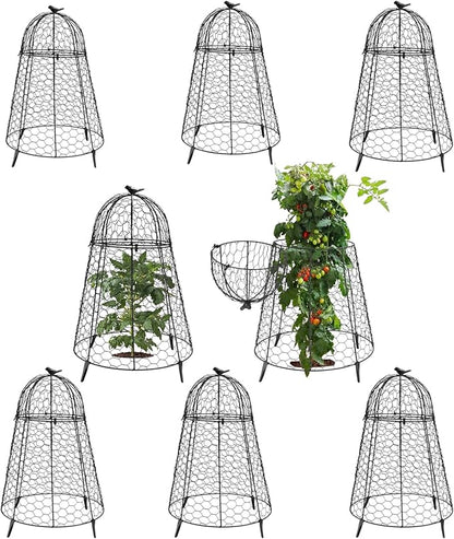 COATTOA Plant Protector Chicken Wire Cloche 8 PCS, Plant Protectors from Animals, 18.7×12 Inch Large Garden Cloches for Plants, Sturdy 2-in-1 Cloche Dome for Plants, Plant Protectors for Easy Pruning