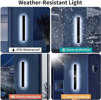 Mikeru 31.4" Outdoor Wall Sconce 6000K Cool White - IP65 Waterproof Black Exterior Light, Hardwired Wall Mounted Fixture for Porch, Patio & Entryway | Non-Dimmable Weatherproof Design