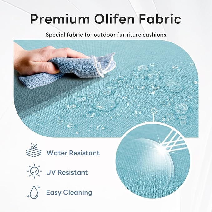 6" Thicker Outdoor Chair Cushion 10 Sets - 24" *24" *6" Waterproof Patio Furniture Cushions with Removable Cover, 28D High Density Sponge Filling Thicken Outdoor Patio Cushions - Baby Blue
