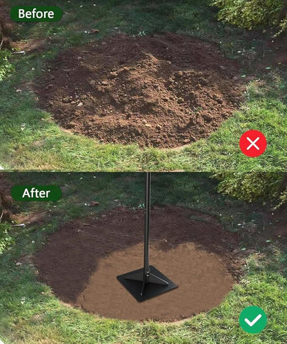 Thickened Garden Steel Tamper with 47 inch Adjustable Handle & Rubber Grip, 10"x10" Heavy Duty Soil Tamper Tool for Ground & Gravel Leveling, Steel Dirt Compactor for Yard, Sand, Driveway