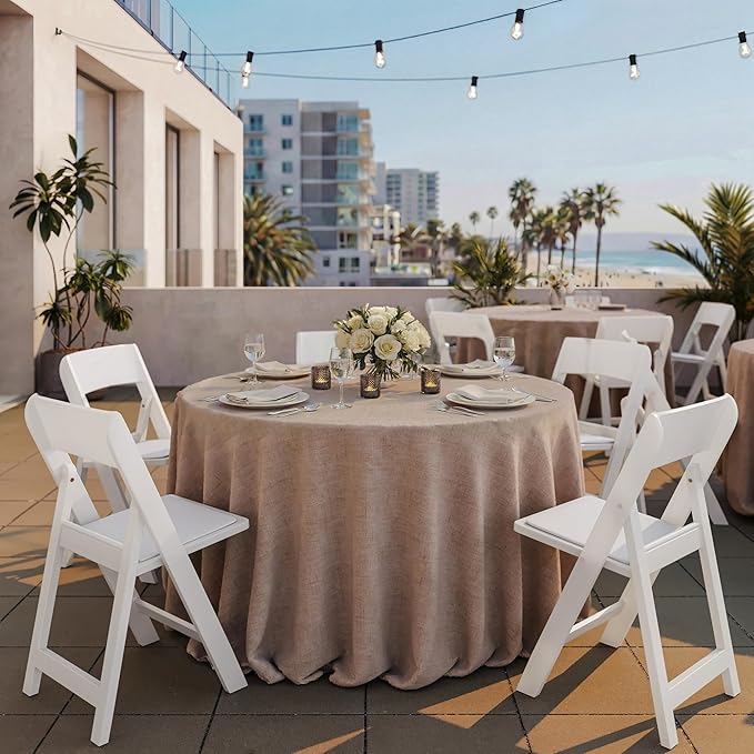Flash Furniture Hercules Tucker Commercial White Resin Folding Chair - Lightweight, Vinyl Padded Removable Seat, Indoor Outdoor Use, Event & Wedding Ready