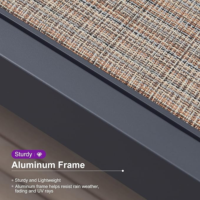 PURPLE LEAF Patio Chaise Lounge Set 2 Pieces Textilene Pool Lounge Chairs with Wheels Sunbathing Chair for Outdoor Yard (2 Camel Lounges W/Side Table)